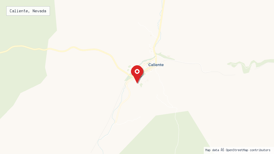 Street map of Caliente, Nevada with location pin