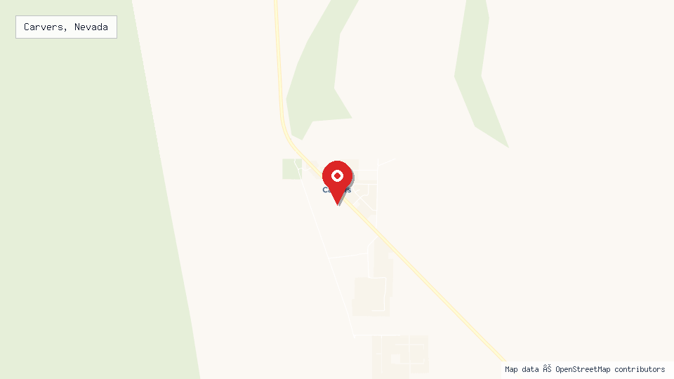Street map of Carvers, Nevada with location pin