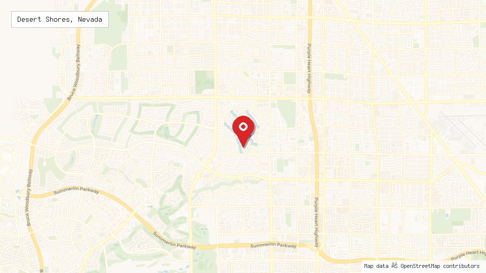 Street map of Desert Shores, Nevada with location pin