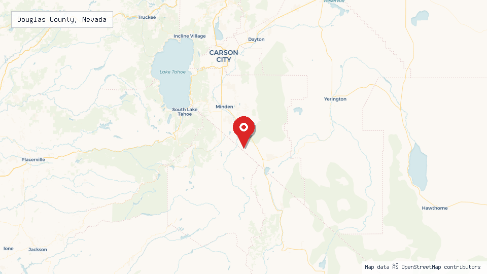 Street map of Douglas County, Nevada with location pin