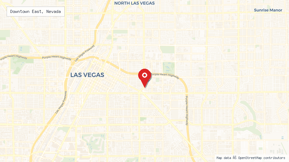 Street map of Downtown East, Nevada with location pin