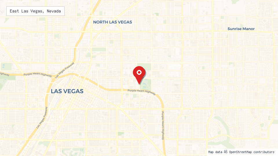 Street map of East Las Vegas, Nevada with location pin