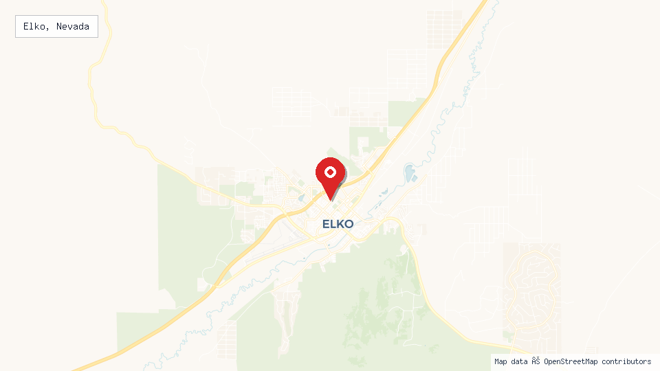 Street map of Elko, Nevada with location pin