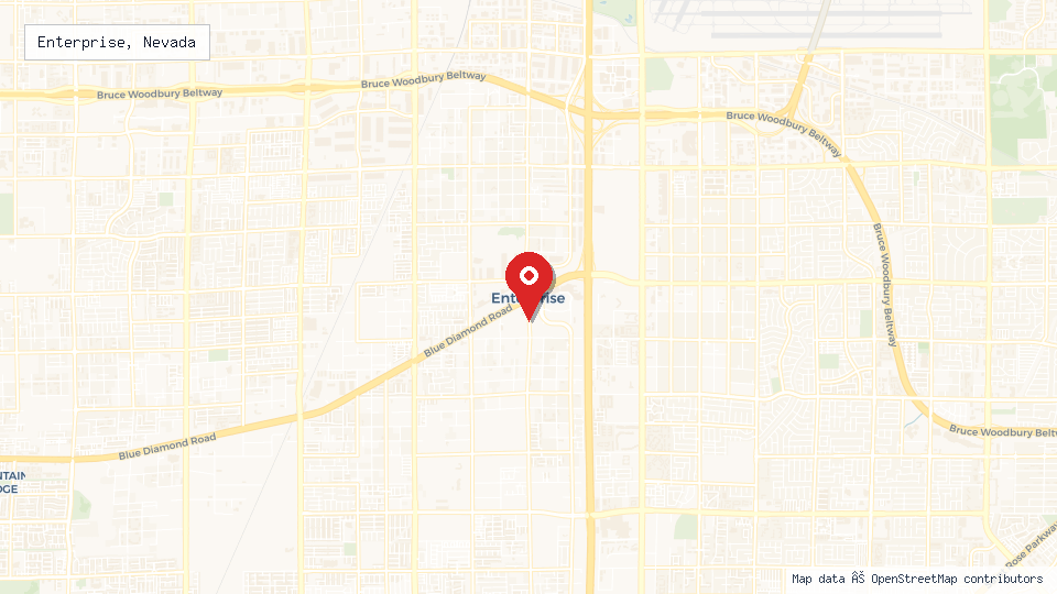 Street map of Enterprise, Nevada with location pin