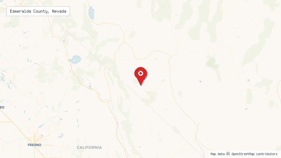 Street map of Esmeralda County, Nevada with location pin