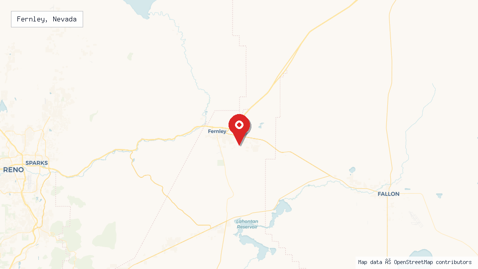 Street map of Fernley, Nevada with location pin