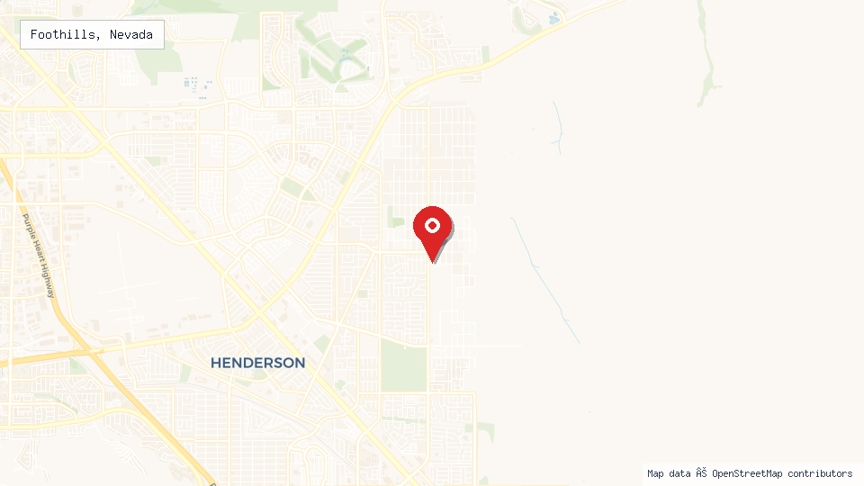 Street map of Foothills, Nevada with location pin