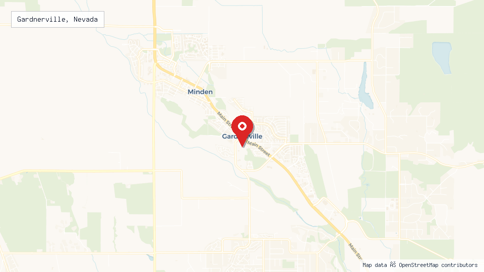 Street map of Gardnerville, Nevada with location pin