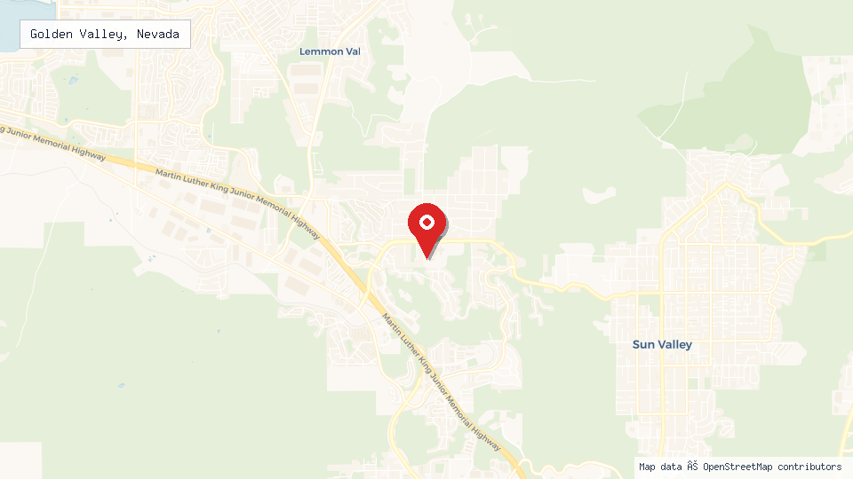 Street map of Golden Valley, Nevada with location pin