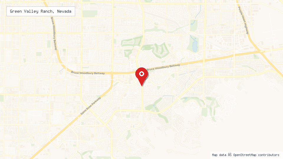 Street map of Green Valley Ranch, Nevada with location pin