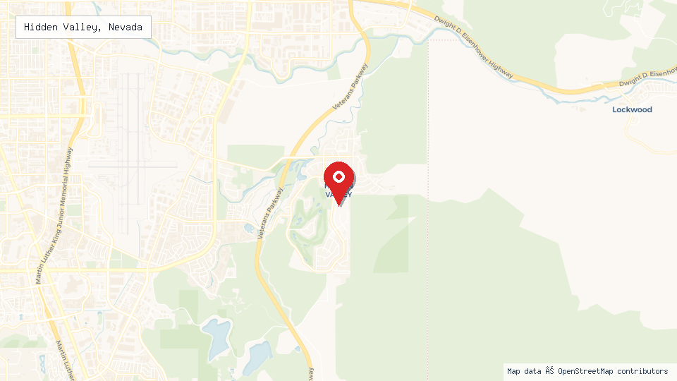 Street map of Hidden Valley, Nevada with location pin