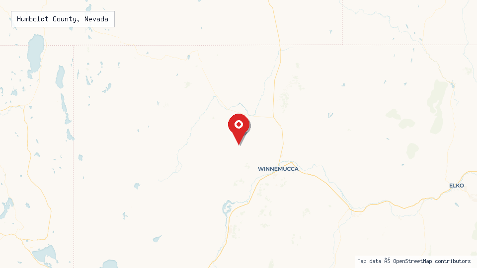 Street map of Humboldt County, Nevada with location pin