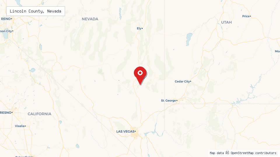 Street map of Lincoln County, Nevada with location pin