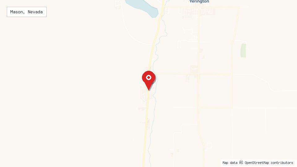 Street map of Mason, Nevada with location pin
