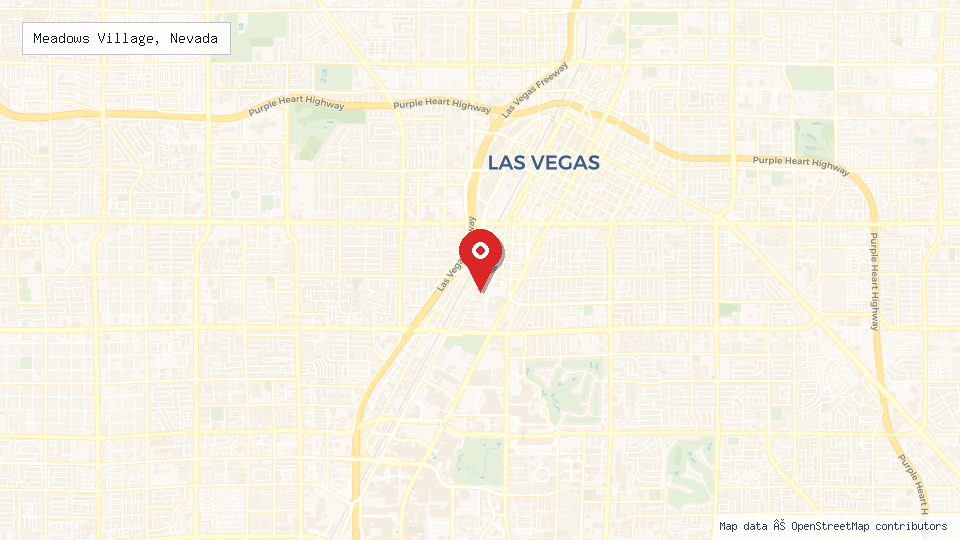 Street map of Meadows Village, Nevada with location pin