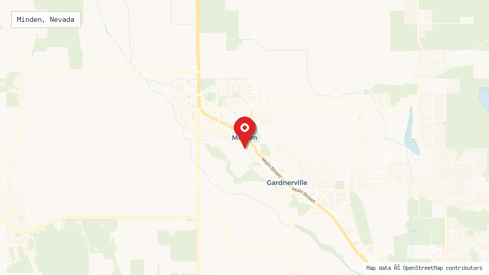 Street map of Minden, Nevada with location pin
