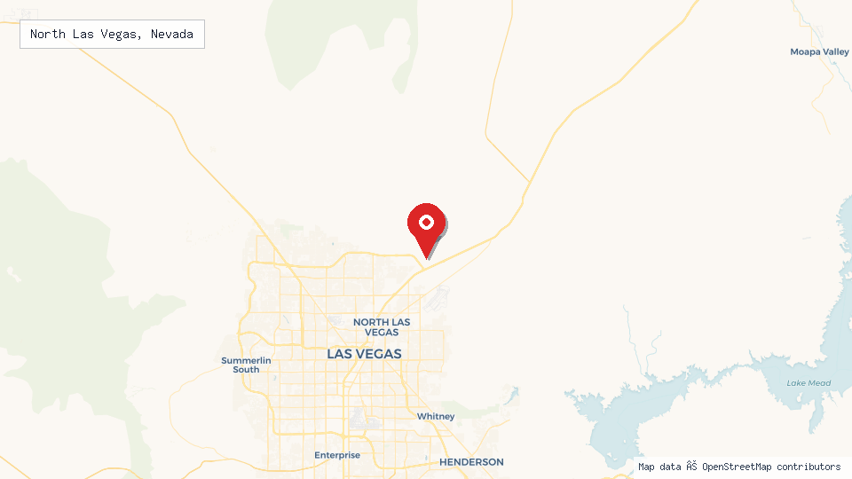 Street map of North Las Vegas, Nevada with location pin
