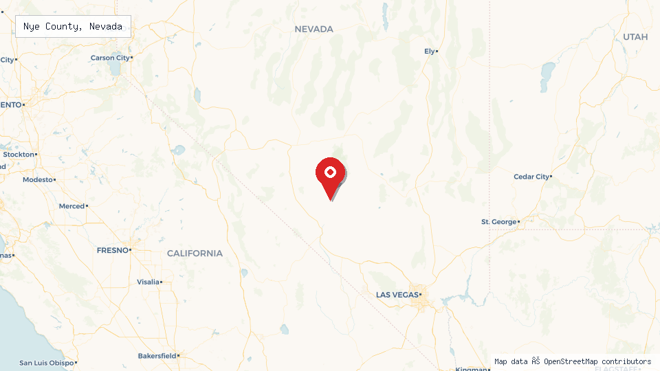 Street map of Nye County, Nevada with location pin