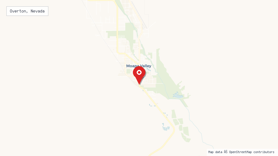 Street map of Overton, Nevada with location pin