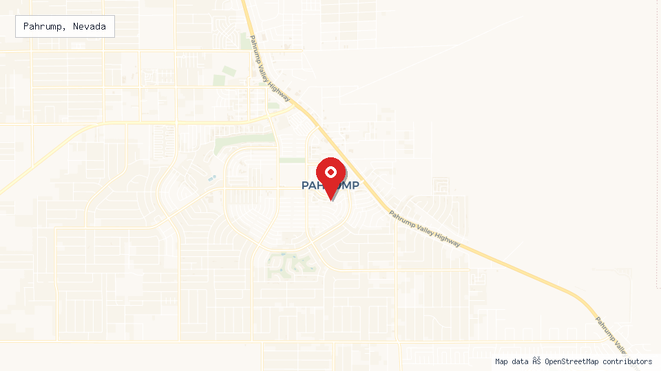 Street map of Pahrump, Nevada with location pin