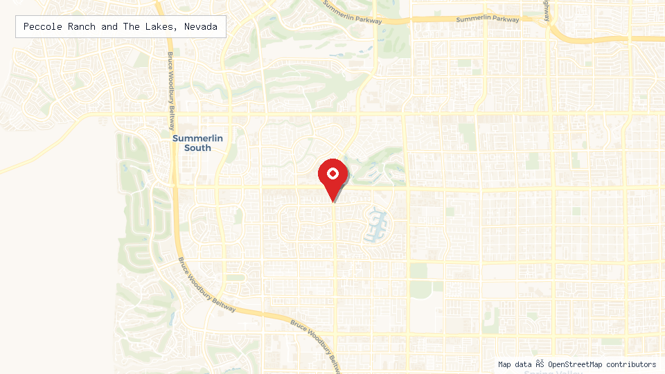 Street map of Peccole Ranch and The Lakes, Nevada with location pin
