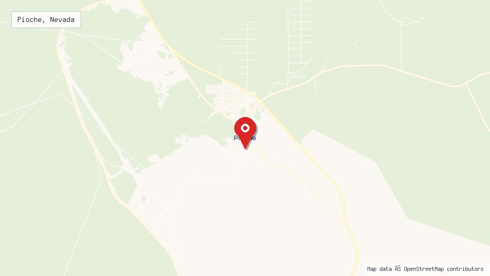 Street map of Pioche, Nevada with location pin