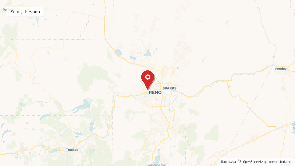 Street map of Reno, Nevada with location pin