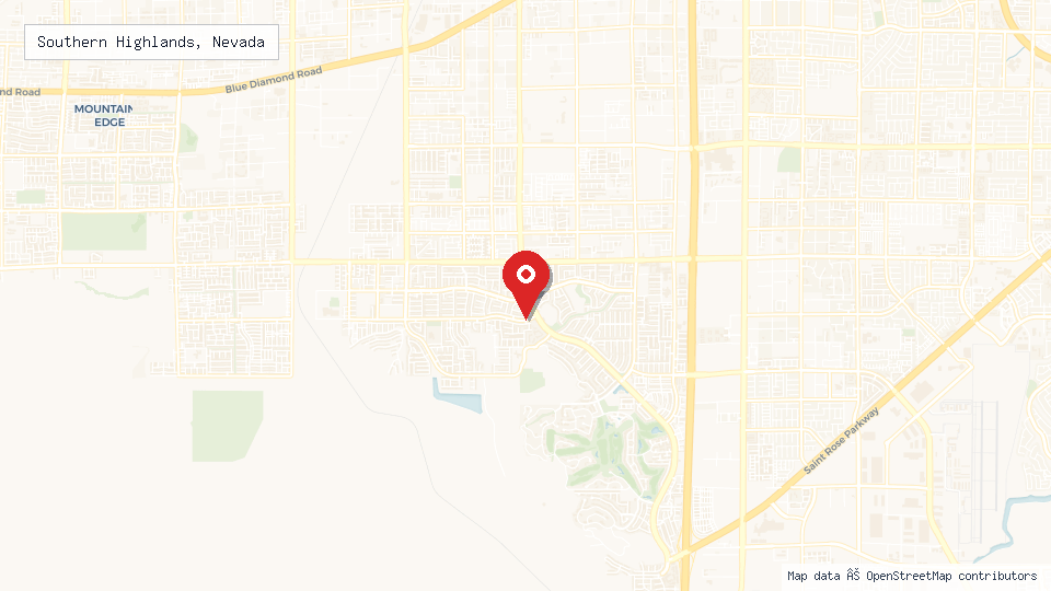 Street map of Southern Highlands, Nevada with location pin