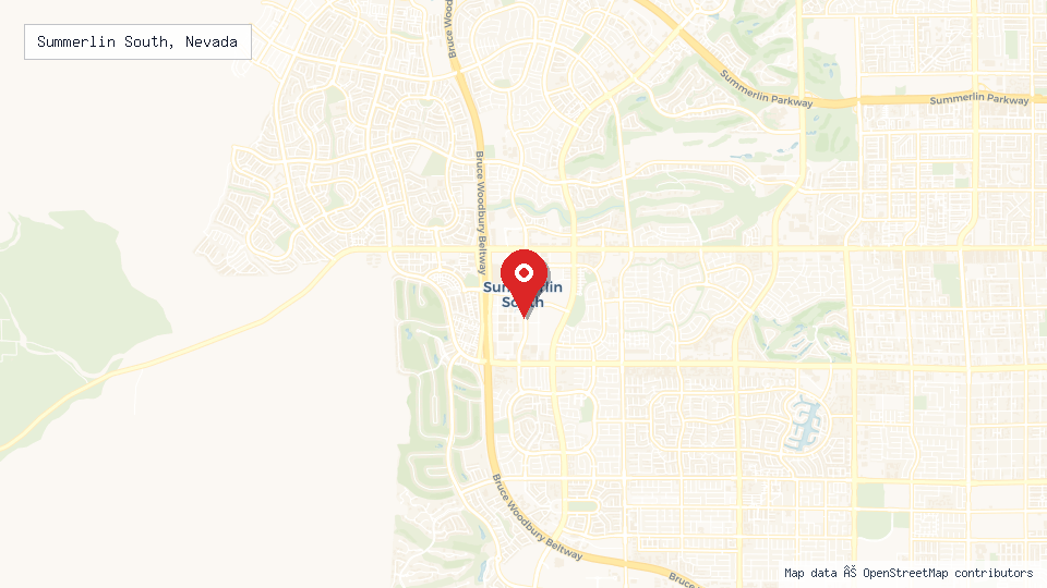 Street map of Summerlin South, Nevada with location pin