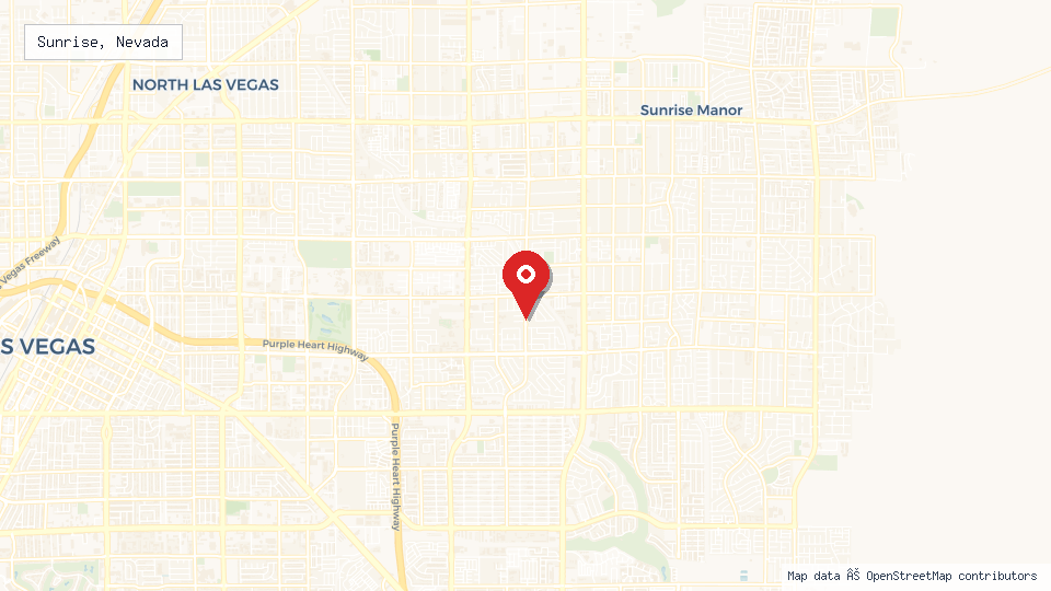 Street map of Sunrise, Nevada with location pin