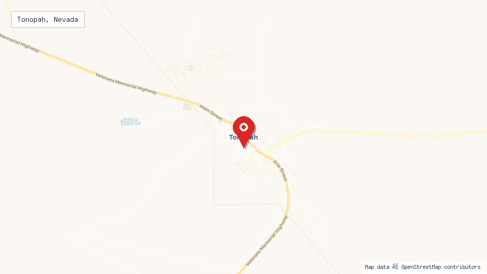 Street map of Tonopah, Nevada with location pin