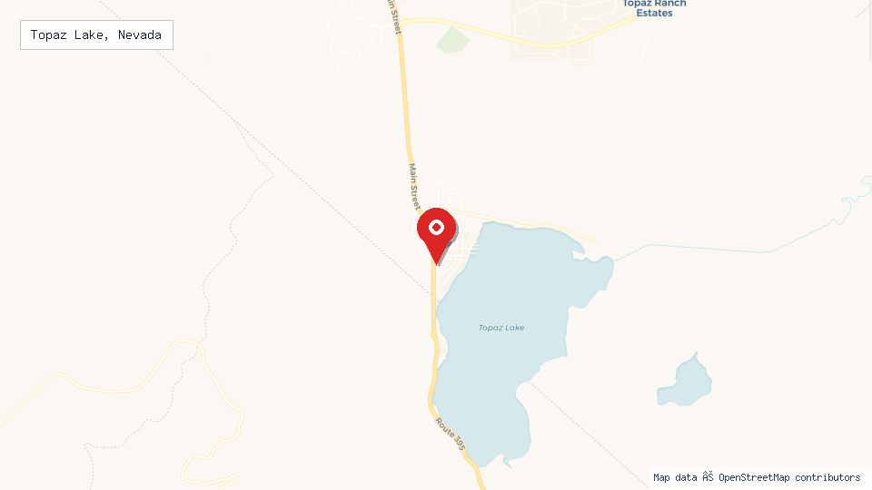 Street map of Topaz Lake, Nevada with location pin