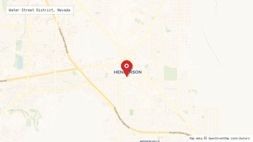 Street map of Water Street District, Nevada with location pin