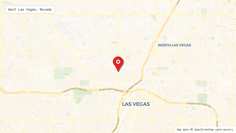 Street map of West Las Vegas, Nevada with location pin