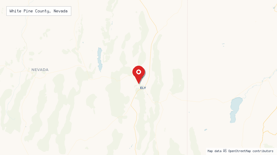 Street map of White Pine County, Nevada with location pin