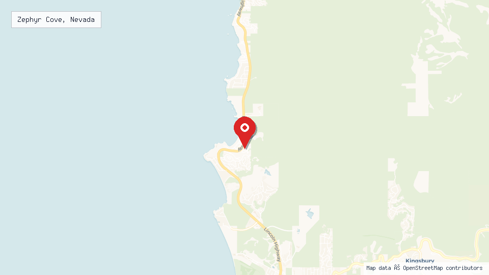 Street map of Zephyr Cove, Nevada with location pin