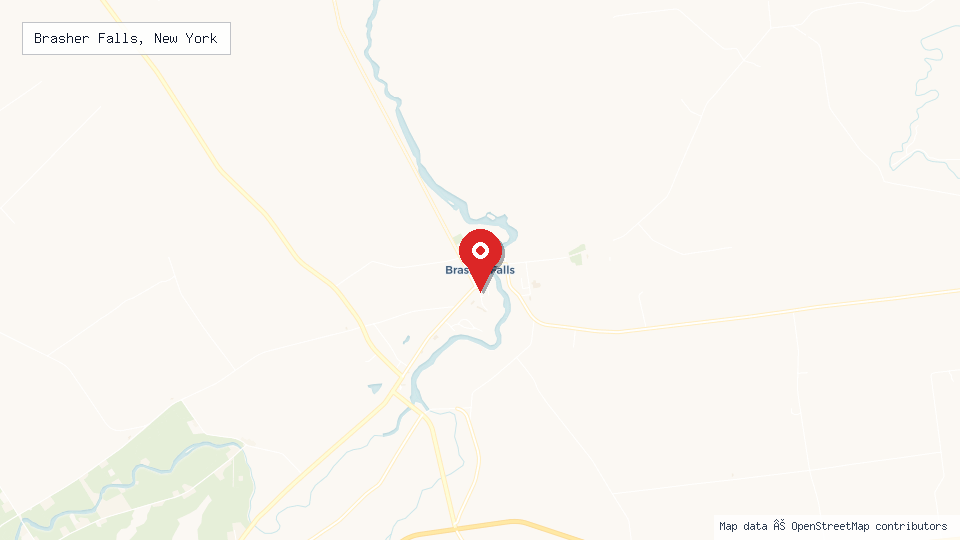 Street map of Brasher Falls, New York with location pin