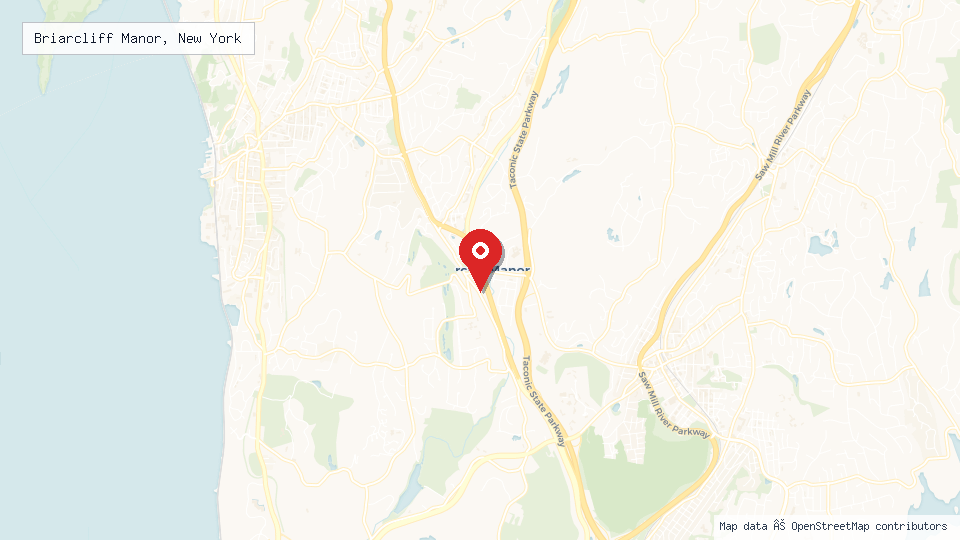 Street map of Briarcliff Manor, New York with location pin