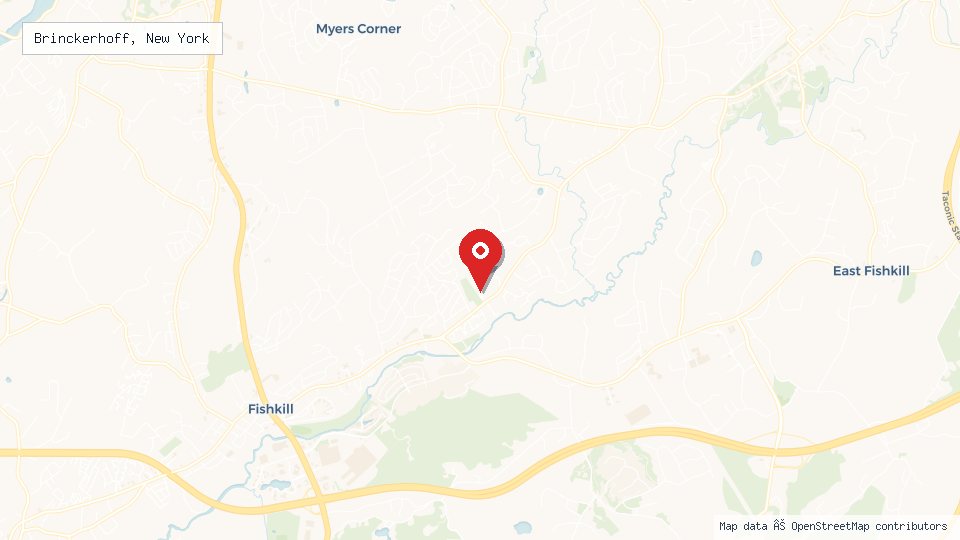 Street map of Brinckerhoff, New York with location pin