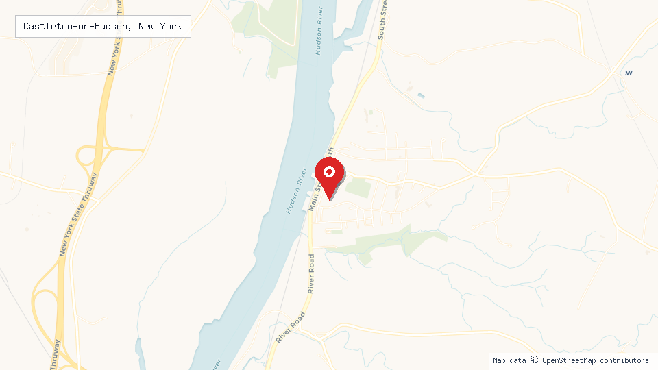 Street map of Castleton-on-Hudson, New York with location pin