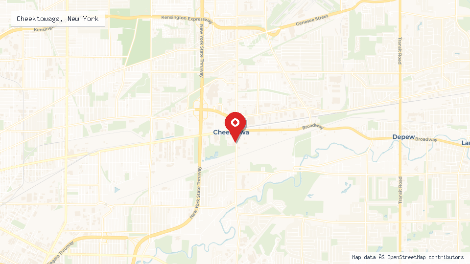 Street map of Cheektowaga, New York with location pin