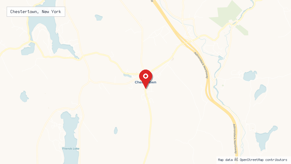 Street map of Chestertown, New York with location pin
