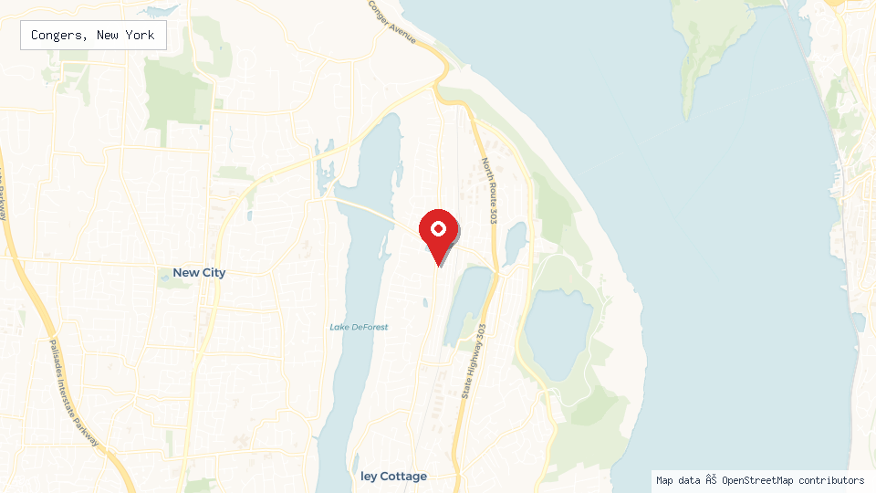 Street map of Congers, New York with location pin