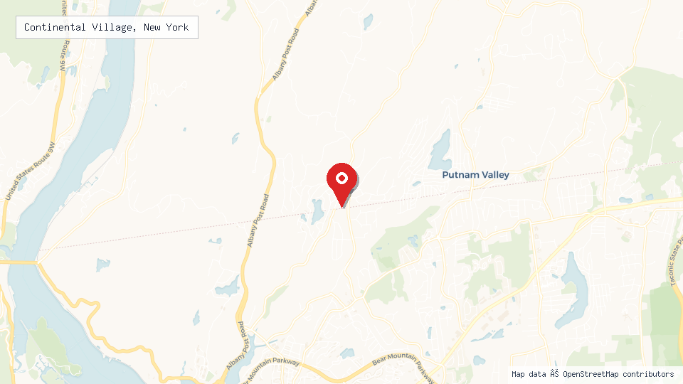 Street map of Continental Village, New York with location pin