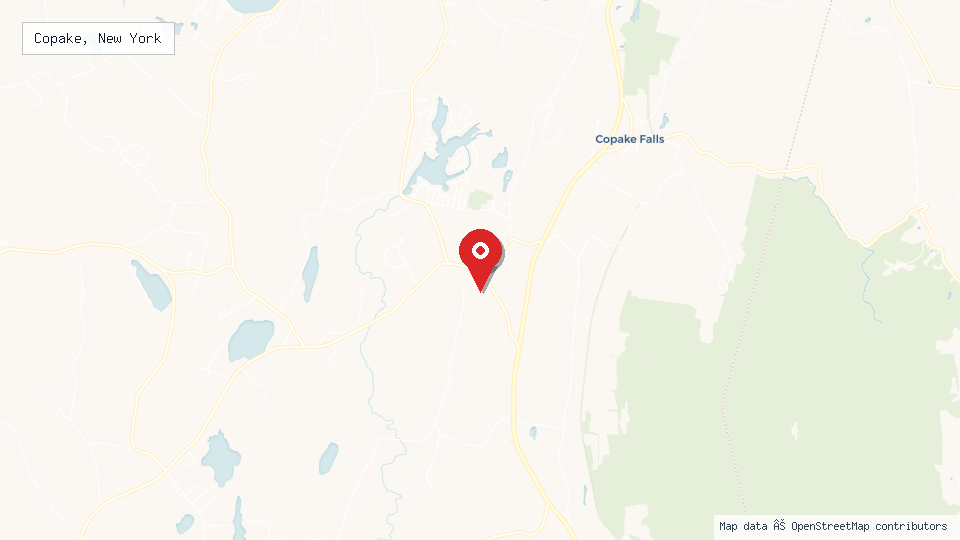 Street map of Copake, New York with location pin