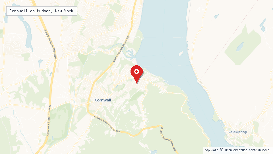 Street map of Cornwall-on-Hudson, New York with location pin