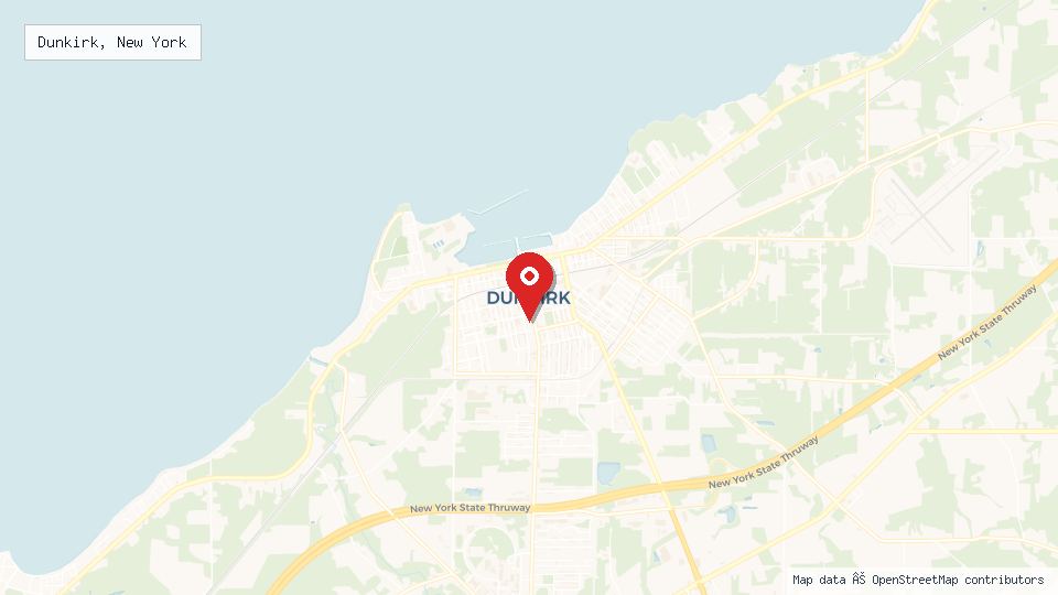 Street map of Dunkirk, New York with location pin