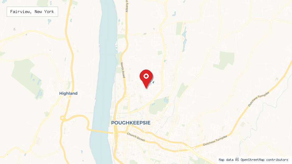 Street map of Fairview, New York with location pin