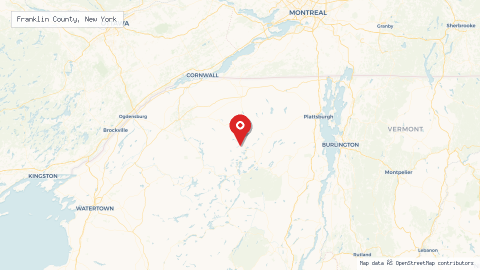 Street map of Franklin County, New York with location pin