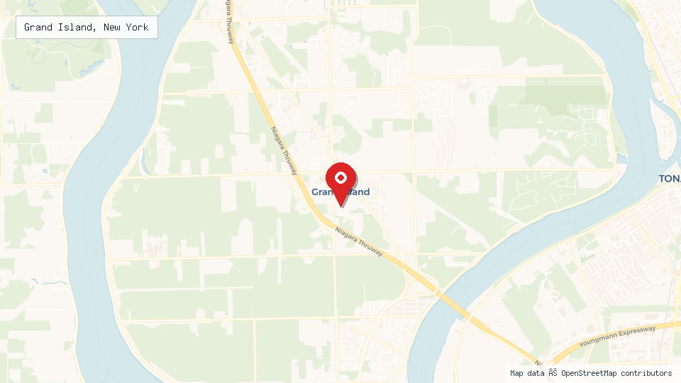 Street map of Grand Island, New York with location pin